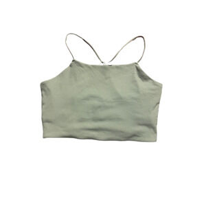 Nike Women's M Ribbed Tank Top Light Green Shelf Bra Cropped Stretch Strappy EUC